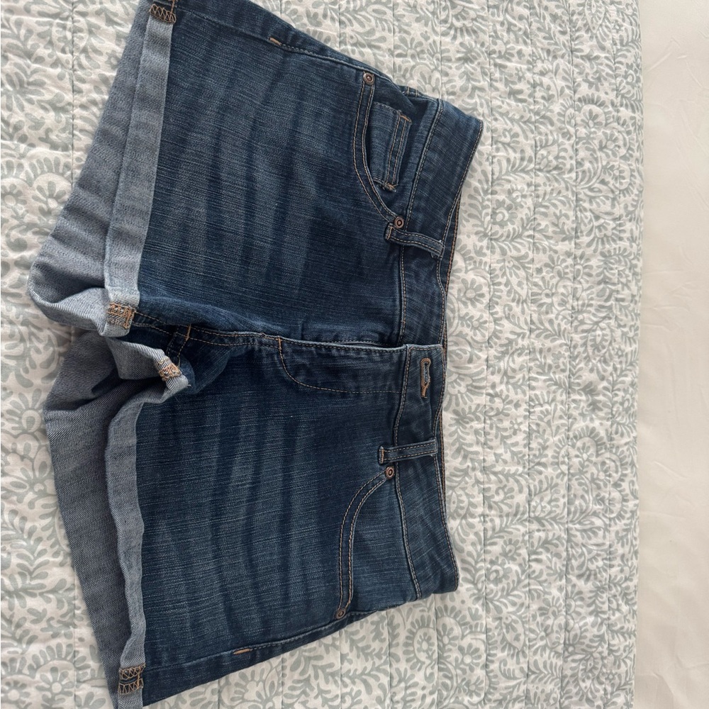 New York & Company Blue Jean Shorts Distressed Raw Hem